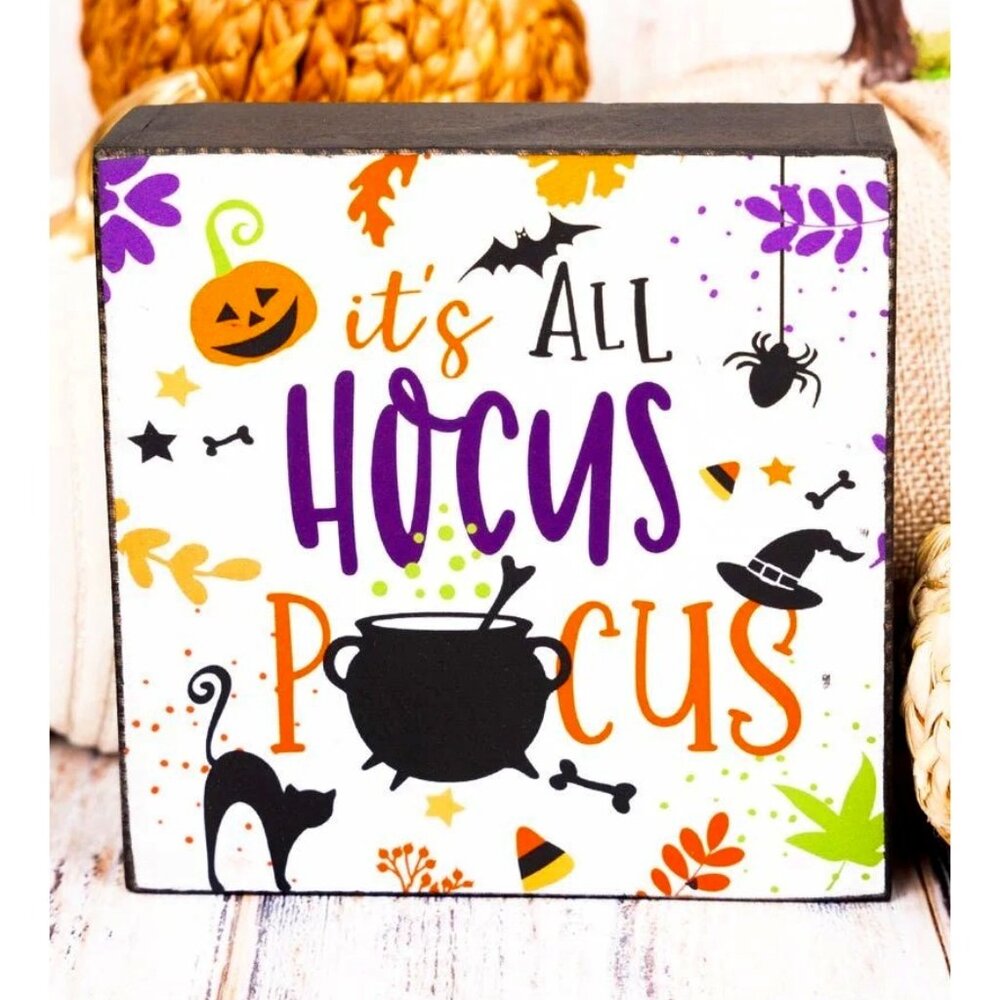 It's All Hocus Pocus. Halloween Home Décor. Wooden Block Sign